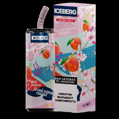 Электронная сигарета ICEBERG XXL 6000 Белый персик сакура